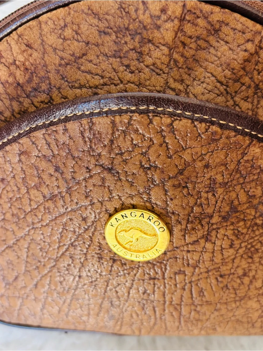 Kangaroo Australia Genuine Brown Leather Small Shoulder Bag 7.5”x7”x2”